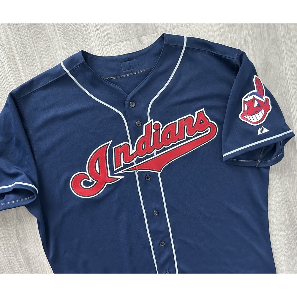 Team Issued Authentic Cleveland Indians Alternate Blue Majestic Size 52